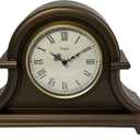 Lily's Home Non Ticking Mantel Clock - 13 x 10 Plastic Napoleon Desk and Shelf Clock with Quartz Movement, Ideal for Living Room, Retro Kitchen, Farmhouse Decor, Fireplace Mantle (Brown)
