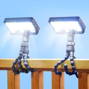 Motion Sensor Outdoor Lights with Flexible Octopus Tripod - 600LM Solar Sercurity Lights Waterproof, Dual Charging Solar Ourdoor Light for Camping,Fence, Patio (2, Black(6000K)