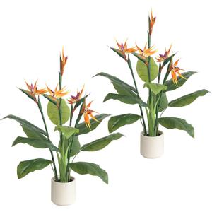 43'' Bird of Paradise Artificial Plant with Flowers Set of 2 Fake Trees