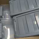 Amazon Basics Plastic Storage Containers with Secure Latching Lids, Stackable Organization Bins, Clear/Grey, 5 Quart, Set of 10