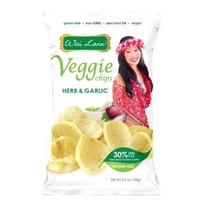 Wai Lana Veggie Chips Herb & Garlic (12 Pack of 4.5 Ounce Individual Bags) - Gluten Free, Non-GMO, Vegan, Zero Trans Fats