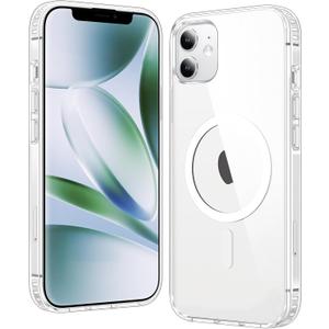 FNTCASE for iPhone 12 Clear Case: for iPhone 12 Pro Magnetic Military Grade Drop Protection Anti Yellowing Cell Phone Cover - Rugged Durable Shockproof Protective Bumper
