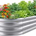 Galvanized Raised Garden Bed for Outdoor: 4X2X1ft Durable Metal Vegetable Plant Container Kit - Oval Planter Box for Gardening Flower Trough