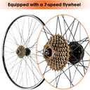 Hiland 26" 27.5" 29" x 1.75" Alloy Bike Rim for 1.75 to 2.215 Inch Tire, Front & Back MTB Wheelset for Dis Brake with 7 Speed Freewheel, Bolt On Axle, Bicycle Accessories for Adult Bikes