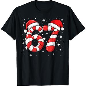 67 Meme Six Seven Candy Cane Christmas Boys Girls Kids T-Shirt S