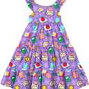 Vieille Toddler Girls Summer Dress Ruffle Sleeveless Casual Beach Sundress Tiered Swing Princess Dress for 2-8 Years (Purple)