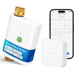 meross WiFi Water Timer for Garden Hose, Smart Hose Timer with Brass Inlet & Outet, WiFi Sprinkler Valve Work with Apple Homekit, Alexa & Google Assistant, Smart Rain Skip for Lawn, Garden & Yard
