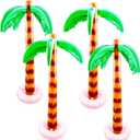 4 Pcs 35.5 Inch Inflatable Palm Trees Blow Up Coconut Tree Large Tropical Inflatable Trees for Summer Backyard Beach Pool Hawaiian Luau Party Decor, 2 Styles