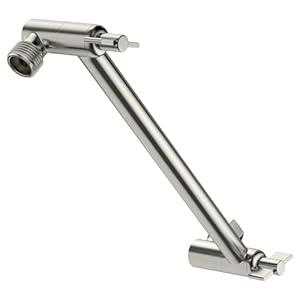 Lordear Shower Extension Arm Brushed Nickel, 11 Inch Wall Mounted Extender Rainfall Adjustable Extension Shower Head Arm, Easy for Any Shower Angles