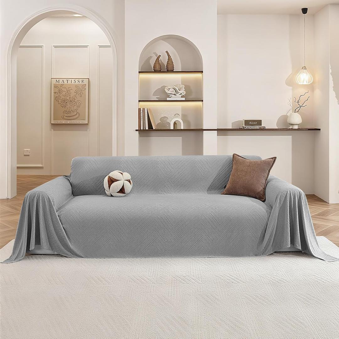 Couch Cover for Dogs, Loveseat 2 Cushion Sofa Cover, Light Grey | Lightweight Breathable Loveseat Slipcover, Soft Cozy Feel, Easy Fit, Skin-Friendly, Machine Washable, 78"x102"