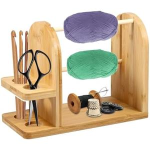 LIQING Yarn Holder for Crocheting Crochet Accessories Crochet Yarn Holders Portable Yarn Holders Double Rotating Yarn Ball Holders for Crochet Handmade Wooden Yarn Dispensers Crochet Gifts