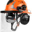 GREEN DEVIL Industrial Chainsaw Helmet with Face Shield Built in Visor and Ear Muffs 4 in 1 System ANSI Z89.1 Safety Hard Hat Adjustable Headgear Ideal for Forestry and Arborist Work Full Brim Style