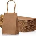 AWELL Mini Size Kraft Paper Bag with Handle Party Favours Bag 6x4.5x2.5 inch for Wedding Birthday Baby Shower Recycled Bag, Pack of 24