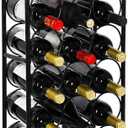 PAG 23 Bottles Arched Freestanding Floor Metal Wine Rack Wine Bottle Holders Stands, Black