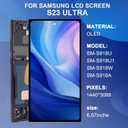 OLED Screen for Samsung Galaxy S23 Ultra 5G LCD Screen Replacement for Samsung S23 Ultra Touch Digitizer Display Screen Assembly with Frame Toolkits S918U S918A US Version(Black)