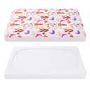 TILLYOU Pack and Play Sheet - Soft Quilted Crib Cover Pad, Toddlers Mattress Protector with 1''-3'' Deep Pocket, Thick Play Yard Playpen Sheets, Crib Mattress Pad 39"x27", Animal Graffiti