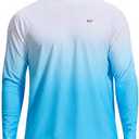 Men's Long Sleeve Rash Guard Quick Dry Swim Shirts UPF 50+ UV Sun Protection Tee Surfing Tops(White/Blue,XL)