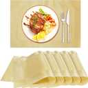 Uenhoy Golden Placemats Set of 6 Heat Resistant Place Mats for Dining Table, Washable Non-Slip Vinyl Plastic Table Mats