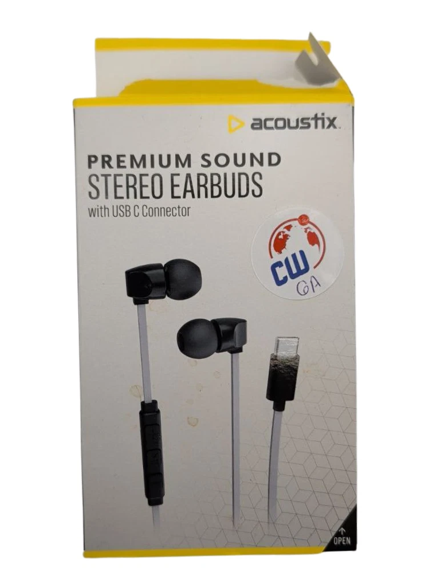 Acoustix Premium Sound Stereo Earbuds With Lightning USB C Connector