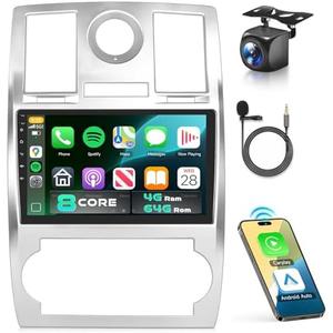 Qualcomm 8 Core 4GB+64GB for Chrysler 300 300C 2005-2010 Car Stereo Radio with Snapdragon 9 Inch IPS Touchscreen Wireless Carplay/Android Auto DSP Hi-Res 5/6GhzWiFi GPS Android 15 FM/RDS SWC Camera