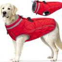 Dog Coat, Warm Dog Winter Coat for Large Dogs, Waterproof Jacket with Harness Built in, Reflective Turtleneck Cold Weather Coats with Zipper,Pet Fleece Vest Snow Jacket, Red L