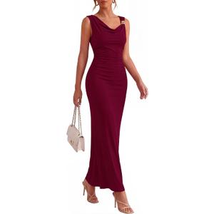 BTFBM Spring Dress for Women Sleeveless Solid Bodycon Homecoming Prom Cocktail Wedding Guest Dresses Summer Clothing (S)