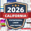 KERMENG 2026 California State and Federal Labor Laws Poster - English & Spanish Combo - OSHA Workplace Compliant - UV Waterproof Laminated 24" x 36" - Mandatory Regulations Posting for Employees