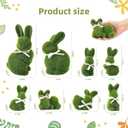naturevibe 10/5 Inches Moss Easter Bunny Home Decor,Set of 8 Green Faux Moss Parents n Baby Rabbit for Easter Decorations,Cute Bunny Figurines as Spring Decor