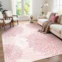 Pink Rugs for Bedroom Girls: 5x7 Modern Large Washable Cute Boho Floral Pattern Area Rug Soft Indoor Floor Non-Slip Low Pile Carpet for Living Room Dining Nursery Kids Playroom Baby Room House Decor
