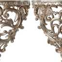 DOITOOL 2Pcs Vintage Wall Shelf Floating Shelves, Gold Wall Hanging Rack European-Style Hollow Out Decorative Shelves Rustic Planter Display Stand Holder for Living Room, Kitchen, Bathroom