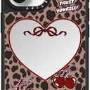 CASETiFY Mirror iPhone 17 Case [Reflective/Compatible with Magsafe / 4.9 ft. 1X Military Grade Drop Protection] - Leopard Cherries - Silver On Black
