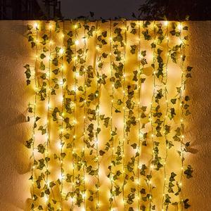 Contatto 41 Feet Solar String Lights with Waterproof LED Outdoor Decor, Artificial Ivy Vines, Patio, Balcony, Garden, Party