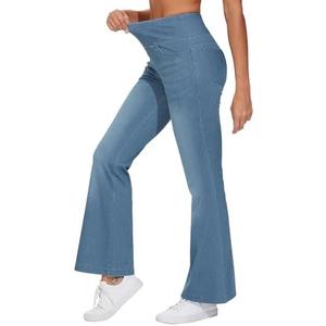 THE GYM PEOPLE Women's Tummy Control Bell Bottom Jeans High Waisted Wide Leg Flare Pants Jeggings with Pockets M