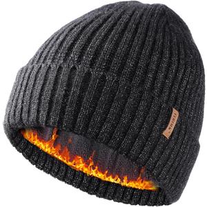 FURTALK Double Layer Winter Hats for Men Women Beanie Thick Cuffed Warm Ski Hats (Gray)