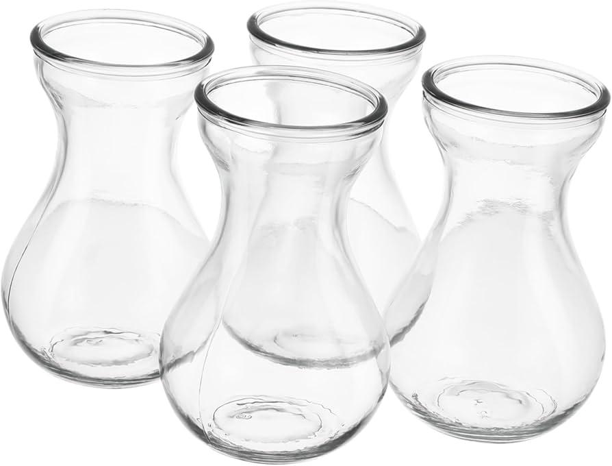 Glass Vase Teal, Clear, Blue 4 Pack