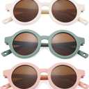 Polarized Baby Sunglasses with Strap - Unbreakable Infant Sunglasses for Newborn Toddler Boys Girls Age 0-12 Months (A1 White / Brown + Green / Brown + Pink / Brown)