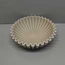Large Decorative Bowl, Modern Handicraft Bowls for Home Decor, Decorative Fruit Bowl for Kitchen Counter, Ruffle Decor, Stylish Key Bowl for Entry Table, Artificial Stone Beige