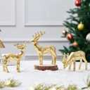 3pcs Resin Reindeer Figurines for Christmas Decor Gold Tabletop Reindeer Statues Small Decorative Deer Figurines for Indoor Christmas Tabletop Mantle Decorations