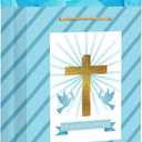 FLYAB First Holy Communion Gift Bag - 11.5" Baptism Gifts for Girls Boys First Communion Religious Cross Christian with Tissue Paper Handle Confirmations Gifts for Baby Boys Girls