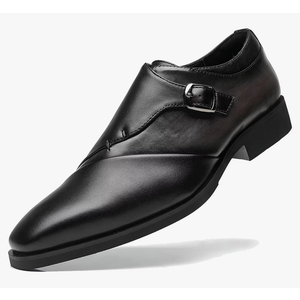 SANNAX Monk Strap Men’s Dress Loafer Shoes Plain Toe Classic Oxfords Shoes for Formal Business Wedding, Size: 10.5