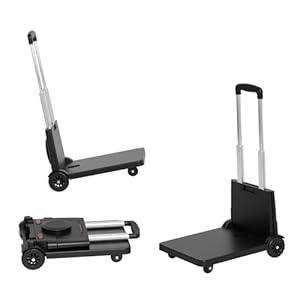 Folding Trolley for Moving, 330 lbs Heavy Duty Luggage, 4 Wheel Foldable, Expandable Platform with Bungee Cord, Portable Moving Utility Carts Trolley Cart, (Black, M)