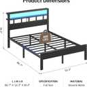 Full Size Bed Frame with Charging Station and LED
