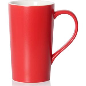 20 Ounces Extra Large Coffee Mug, M007 Plain Tall Big Ceramic Latte Milk Tea Cup with Handle for Dad Men Women, Christmas Red