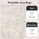 Art&Tuft Washable Rugs 8x10, Anti-Slip Backing Abstract 8x10 Area Rugs for Living Room, Foldable Stain Resistant Machine Washable Area Rug (8'x10', Beige)