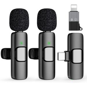 Pcs Type C Wireless Lavalier Microphone for iPhone, ipad, iOS, Android - Mini Microphone for Recording, Noise Reduction Lapel Mic, Omni Lav Mic for Video Recording, Vlog, YouTube, Tiktok