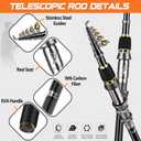 PLUSINNO Fishing Rod, Telescopic Fishing Rod and Reel Combo, Collapsible Travel Fishing Pole Rod Starter Kit, Carbon Fiber Fishing Rods and 12 +1 Bearings Stainless Steel, Fishing Gifts for Men Adults