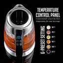 OVENTE Electric Glass Kettle Water Boiler 1.8 Liter BPA Free - 1500W w/Stainless Steel Infuser, Set Temperature Control, Auto Shut Off, Portable Fast Instant Heater for Coffee & Tea - KG661S (1.9 Quarts, Silver)