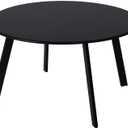Patio Coffee Table - Metal Steel Outdoor Round Table Weather Resistant Anti-Rust Table (Black)