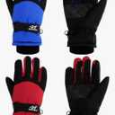 SATINIOR 2 Pairs Kids Waterproof Winter Snow Gloves Ski Gloves for Boy Girl Outdoor Warm Thickening Snowboar