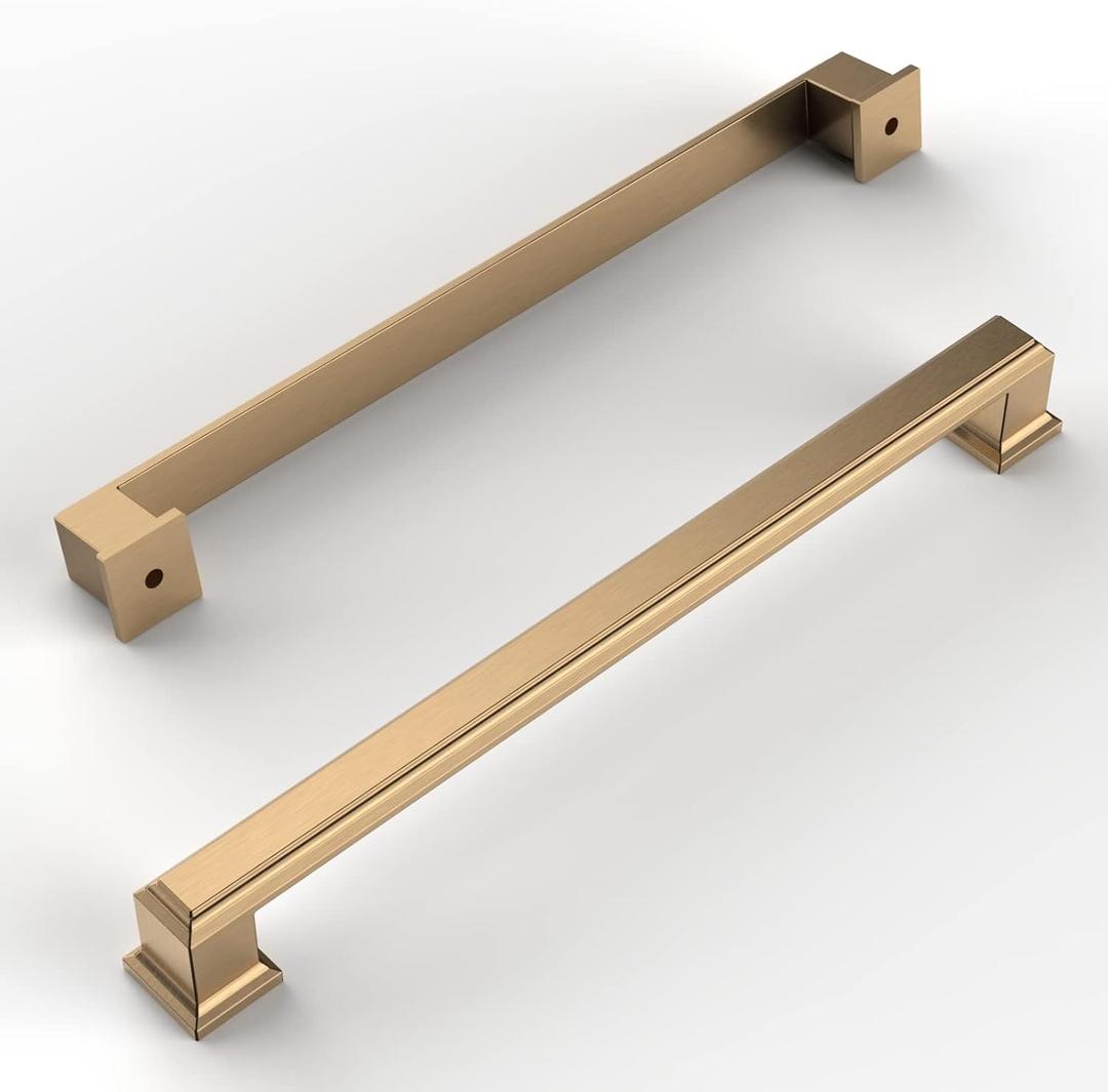 Amerdeco 10 Pack Champagne Bronze Cabinet Pulls 6.3 Inch(160mm) Hole Center Kitchen Cabinet Handles Cabinet Hardware for Bathroom Drawer Pulls ZH0001